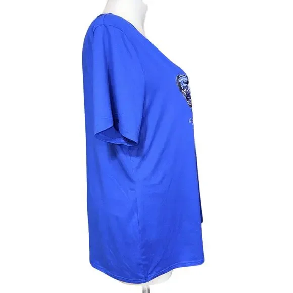 Boutique Womens Butterfly T Shirt Top Short Sleeve Pullover Floral Blue 5XL - Picture 3 of 7